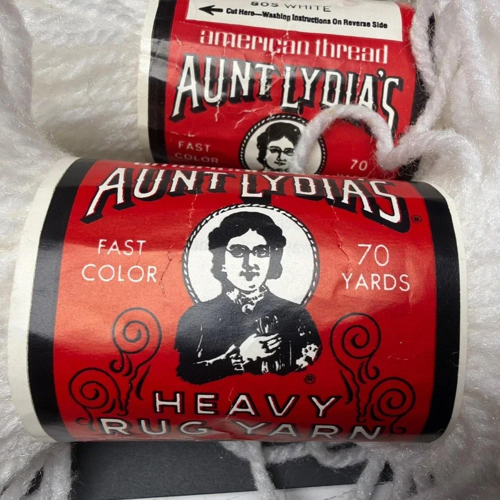 Aunt Lydia's Heavy Rug Yarn 70 yds Each #805 White 8 Skeins Vtg